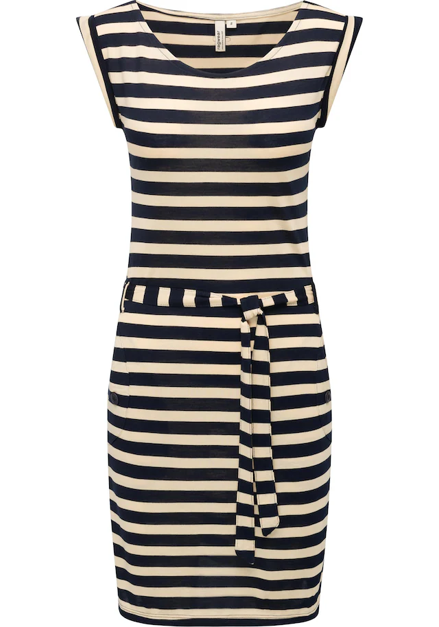 Ragwear Sommerkleid »Tagg Stripes« Eingrifftaschen gestreiftes Damen Minikleid mit Taillenband und Taschen