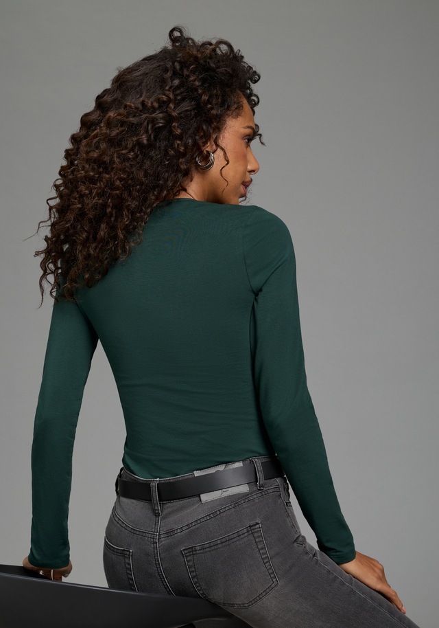 Laura Scott Langarmbody mit V-Ausschnitt, figurbetonte Passform, unifarbenes Design