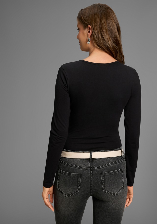 Laura Scott Langarmbody mit V-Ausschnitt, figurbetonte Passform, unifarbenes Design