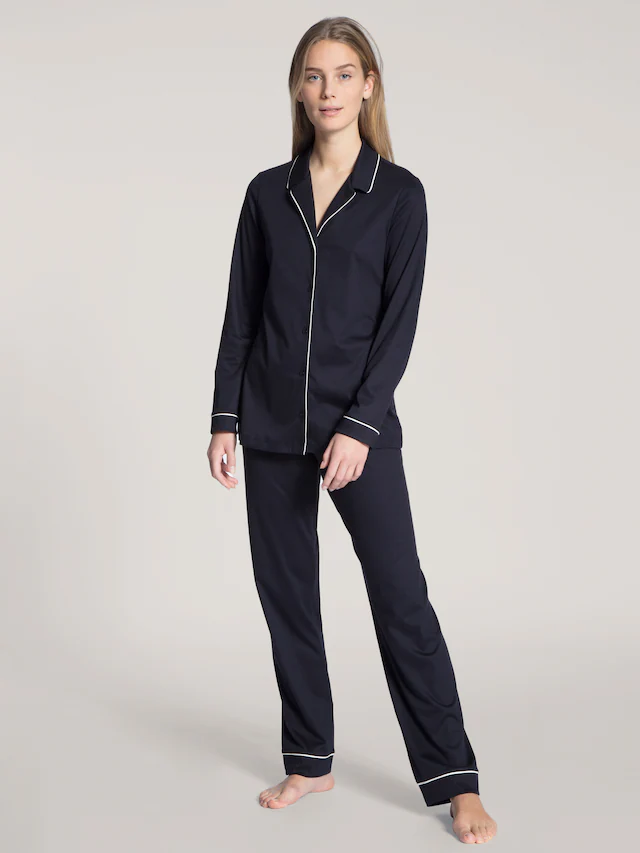 CALIDA Schlafanzug »Night Lovers« 2 tlg. Knopfleiste, Pure Cotton, Interlock-Qualität, Langarm