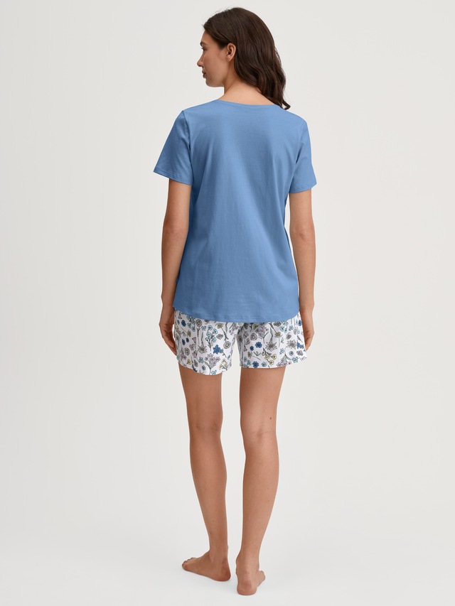 CALIDA Shorty »Blooming Nights« 2 Hose geblümt, Oberteil uni, V-Ausschnitt, kurzärmelig