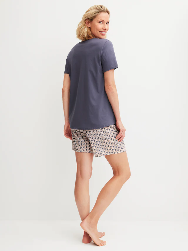 CALIDA Shorty »Blooming Nights« 2 Hose geblümt, Oberteil uni, V-Ausschnitt, kurzärmelig