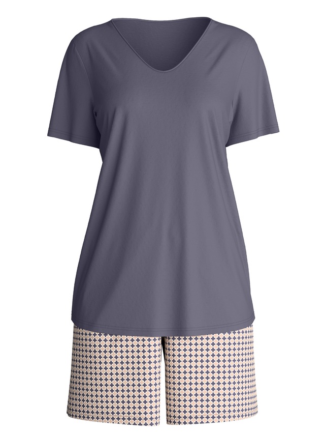 CALIDA Shorty »Blooming Nights« 2 Hose geblümt, Oberteil uni, V-Ausschnitt, kurzärmelig