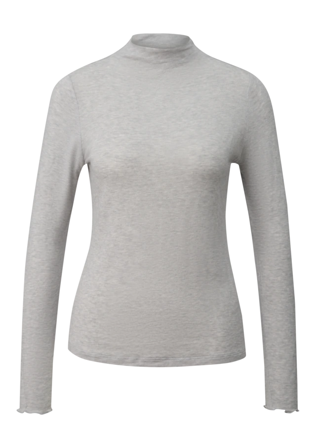 comma casual identity Langarmshirt »semitransparente Optik« hoher Rundhalsausschnitt, casual, slim fit, mit Wolle