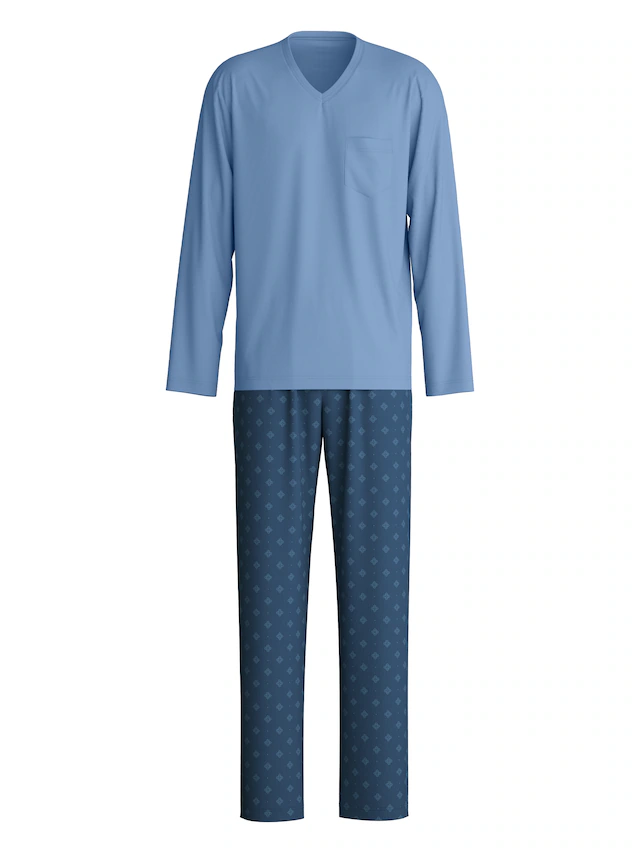 CALIDA Schlafanzug »Relax Imprint 2« 2 atmungsaktiv, Cotton, leicht, weicher Single-Jersey