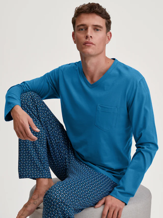 CALIDA Schlafanzug »Relax Imprint 2« 2 atmungsaktiv, Cotton, leicht, weicher Single-Jersey