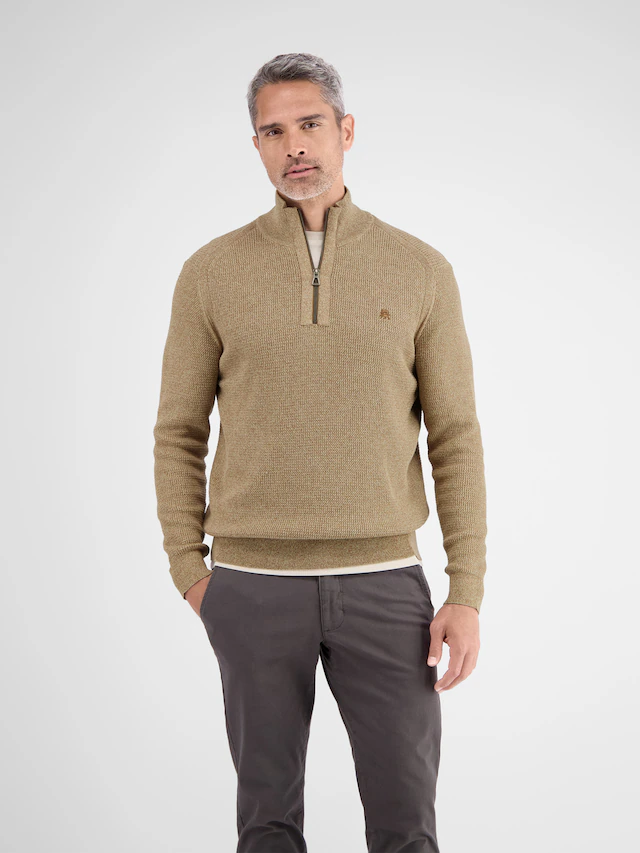 LERROS Strickpullover mit Troyer-Reißverschluss, Stehkragen