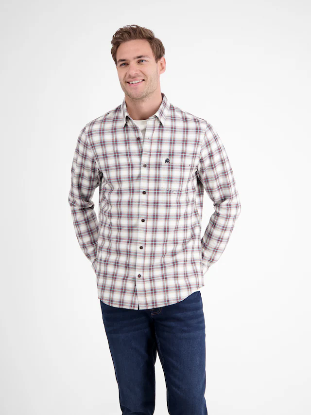 LERROS Karohemd langarm, mit Button-Down-Kragen
