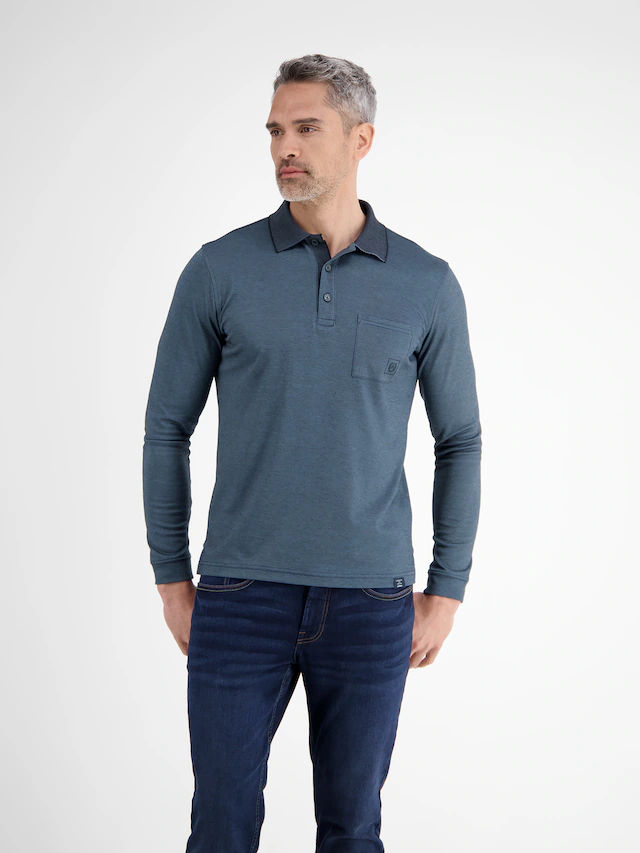 LERROS Langarm-Poloshirt mit Logo-Stickerei
