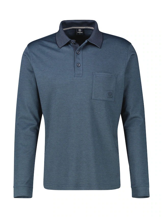 LERROS Langarm-Poloshirt mit Logo-Stickerei