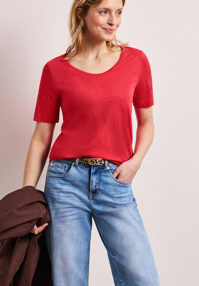 STREET ONE V-Shirt mit abgerundetem V-Ausschnitt