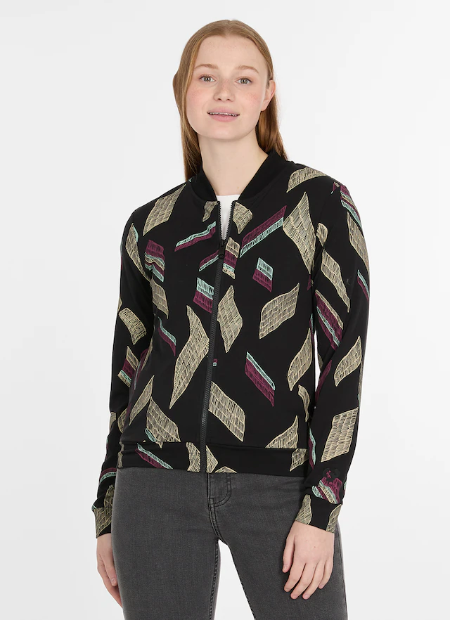 Ragwear Sweatjacke »KENIANE PRINT« mit Reißverschluss, aus Polyester, Viskose und Elasthan, Langarm