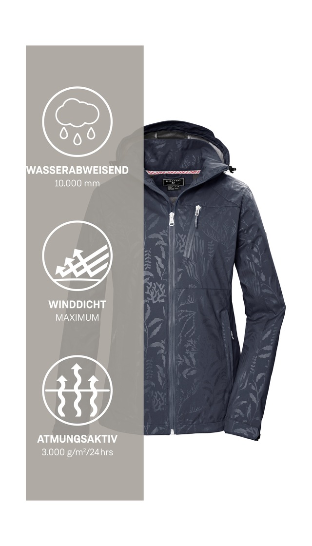 Killtec Softshelljacke »KOS 122 WMN SFTSHLL JCKT FLORAL« Softshelljacke: Wind- und wasserdicht, atmungsaktiv, Kapuze abzippbar