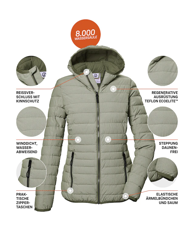 G.I.G.A. DX by killtec Steppjacke »GS 65 WMN QLTD JCKT« Leichte Steppjacke: wasserabweisend, winddicht, elastische Bündchen