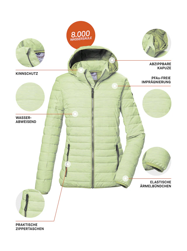 G.I.G.A. DX by killtec Steppjacke »GS 63 WMN QLTD JCKT_Uyaka« Steppjacke: wasser- und windabweisend, atmungsaktiv, abzippbare Kapuze
