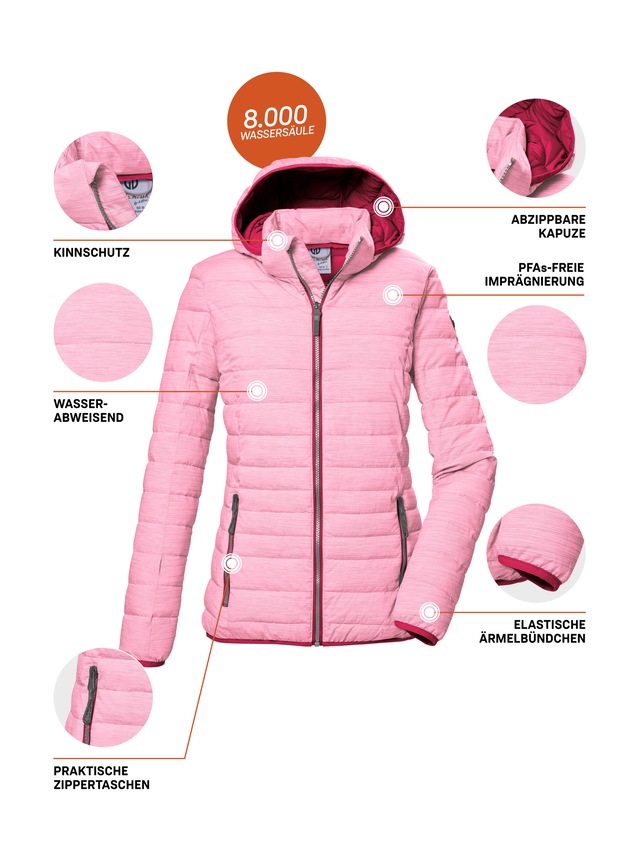 G.I.G.A. DX by killtec Steppjacke »GS 63 WMN QLTD JCKT_Uyaka« Steppjacke: wasser- und windabweisend, atmungsaktiv, abzippbare Kapuze