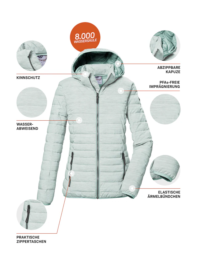 G.I.G.A. DX by killtec Steppjacke »GS 63 WMN QLTD JCKT_Uyaka« Steppjacke: wasser- und windabweisend, atmungsaktiv, abzippbare Kapuze