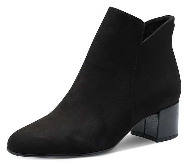 Tamaris Stiefelette Blockabsatz, Ankleboots mit dekorativem Knopf, schmale Form