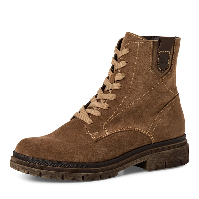 Tamaris Schnürstiefelette , Blockabsatz, Schnürboots mit modischen Ziernähten