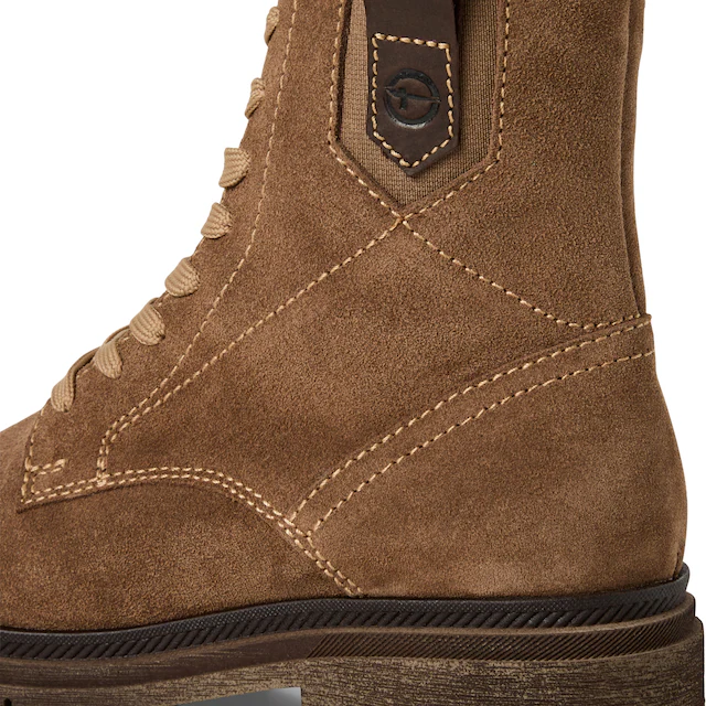 Tamaris Schnürstiefelette , Blockabsatz, Schnürboots mit modischen Ziernähten