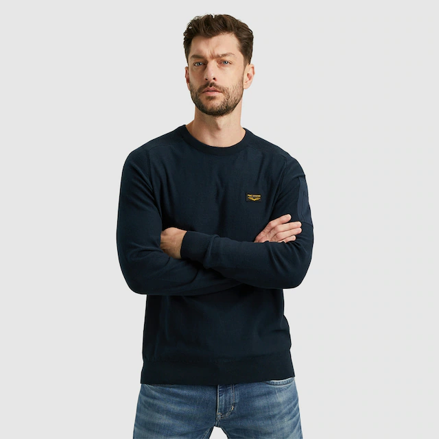 PME LEGEND Rundhalspullover »American classic Buckley knit« mit Logo Stickerei