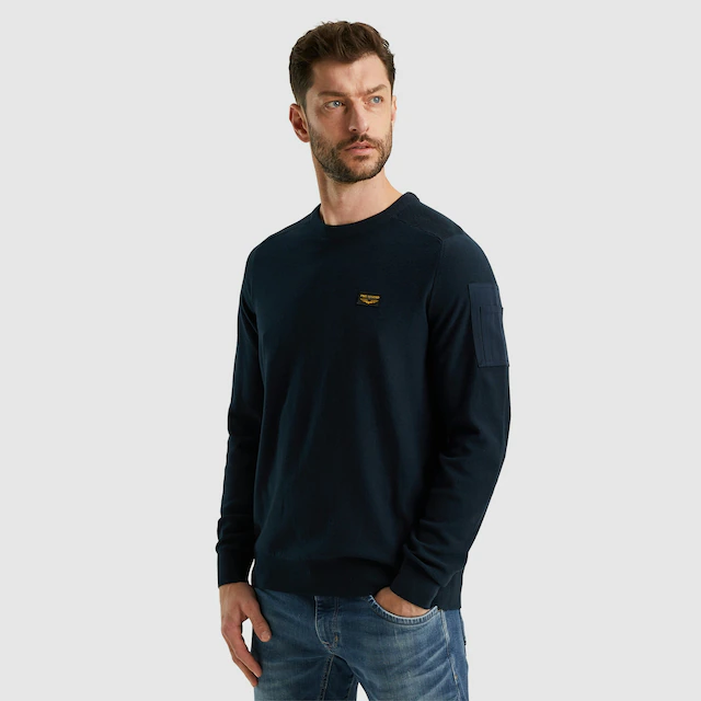 PME LEGEND Rundhalspullover »American classic Buckley knit« mit Logo Stickerei
