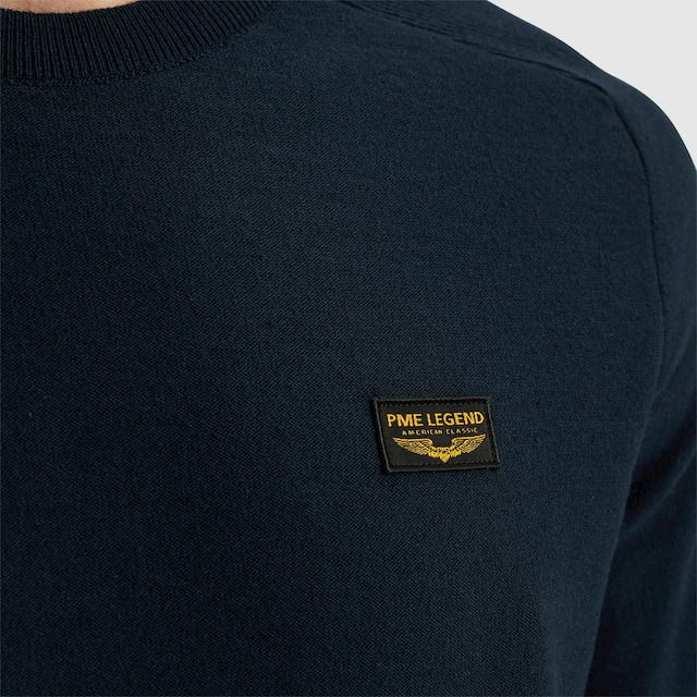 PME LEGEND Rundhalspullover »American classic Buckley knit« mit Logo Stickerei