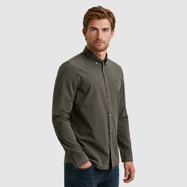 PME LEGEND Langarmhemd mit Logo Stickerei