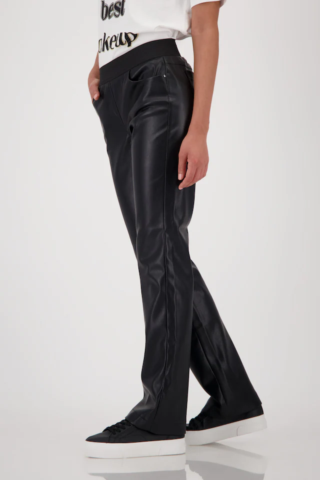 Monari Lederimitathose »Hose Lederimitat Schlupf« mit elastischem Bund