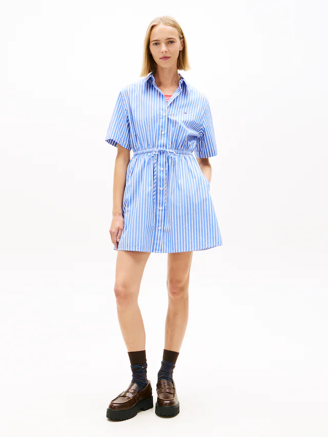 Tommy Jeans Hemdblusenkleid »TJW MINI STRIPE SHIRT DRESS« Eingrifftaschen mit Taillen Bindeband, Relaxed Fit