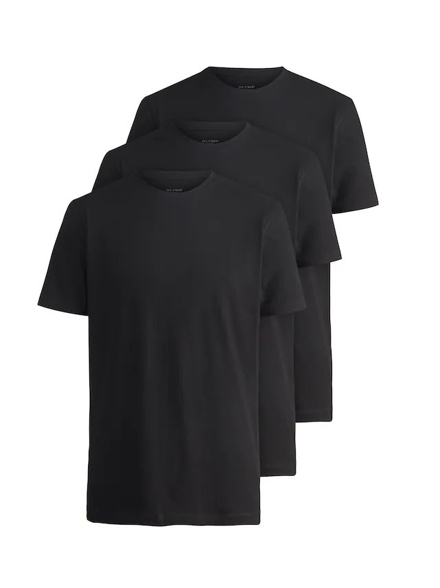 OLYMP T-Shirt Packung, 3er, 3 Stk. Rundhalsausschnitt, modern fit, reine Baumwolle