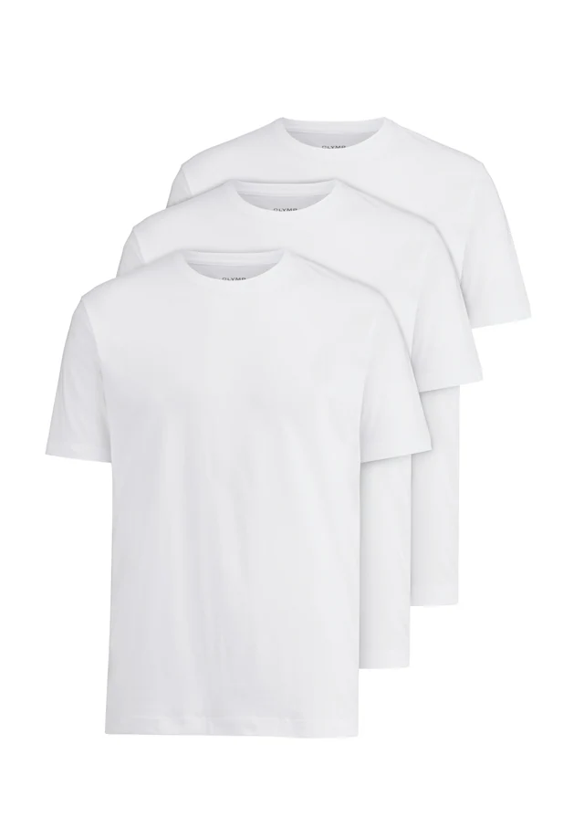 OLYMP T-Shirt Packung, 3er, 3 Stk. Rundhalsausschnitt, modern fit, reine Baumwolle