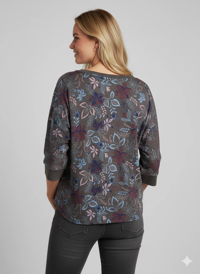 Ragwear 3/4-Arm-Shirt »SHIMONA FLOWERS O« mit Rundhalsausschnitt, ohne Kragen, in Jersey-Qualität, gemustert