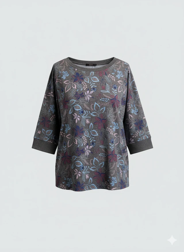 Ragwear 3/4-Arm-Shirt »SHIMONA FLOWERS O« mit Rundhalsausschnitt, ohne Kragen, in Jersey-Qualität, gemustert