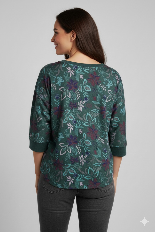 Ragwear 3/4-Arm-Shirt »SHIMONA FLOWERS O« mit Rundhalsausschnitt, ohne Kragen, in Jersey-Qualität, gemustert