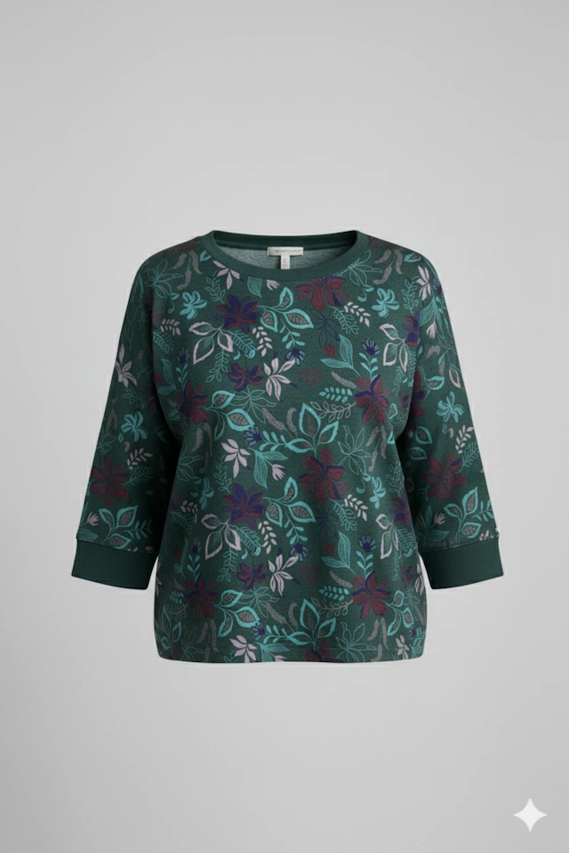Ragwear 3/4-Arm-Shirt »SHIMONA FLOWERS O« mit Rundhalsausschnitt, ohne Kragen, in Jersey-Qualität, gemustert