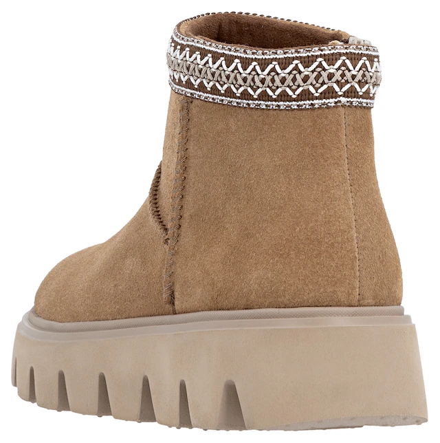 RIEKER Sport Winterboots Plateauboots, Stiefelette mit Textileinfass im Ethno-Look