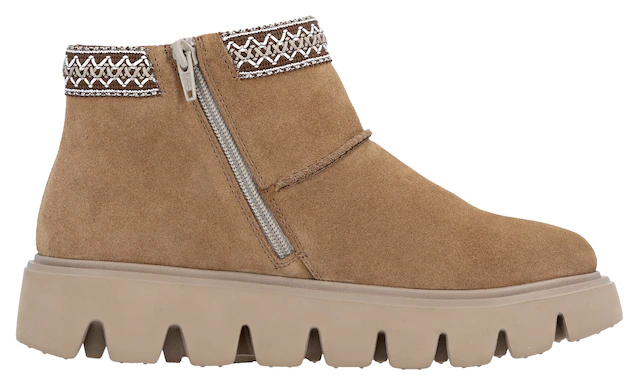 RIEKER Sport Winterboots Plateauboots, Stiefelette mit Textileinfass im Ethno-Look