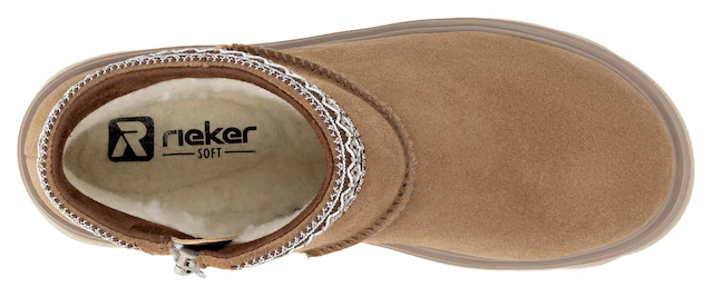 RIEKER Sport Winterboots Plateauboots, Stiefelette mit Textileinfass im Ethno-Look