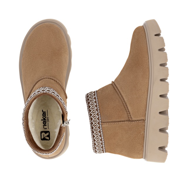 RIEKER Sport Winterboots Plateauboots, Stiefelette mit Textileinfass im Ethno-Look