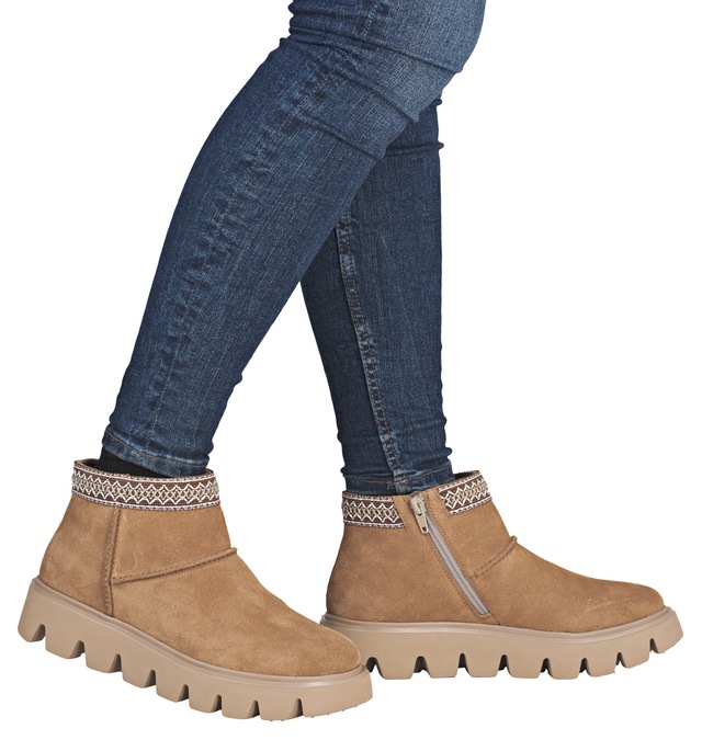 RIEKER Sport Winterboots Plateauboots, Stiefelette mit Textileinfass im Ethno-Look