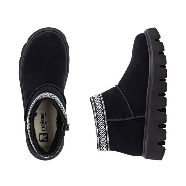 RIEKER Sport Winterboots Plateauboots, Stiefelette mit Textileinfass im Ethno-Look