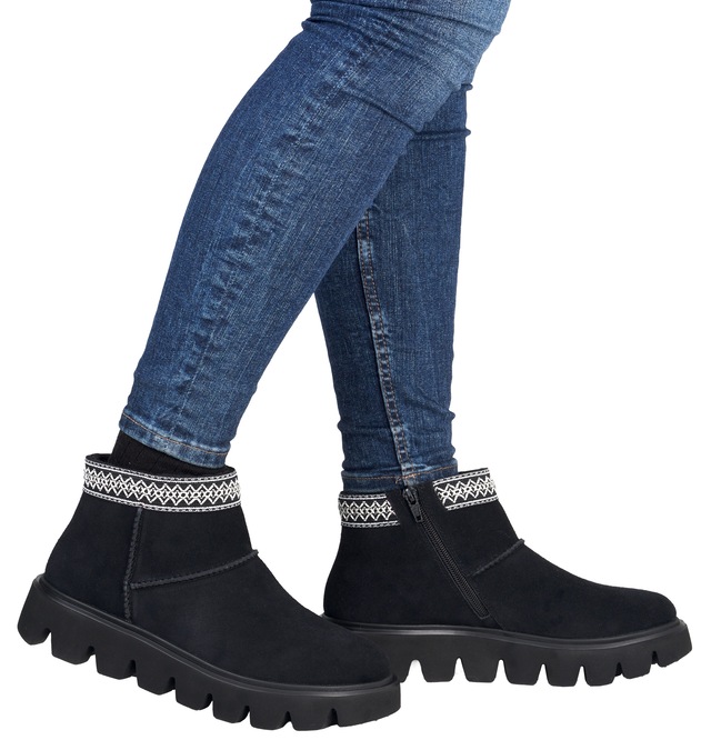 RIEKER Sport Winterboots Plateauboots, Stiefelette mit Textileinfass im Ethno-Look