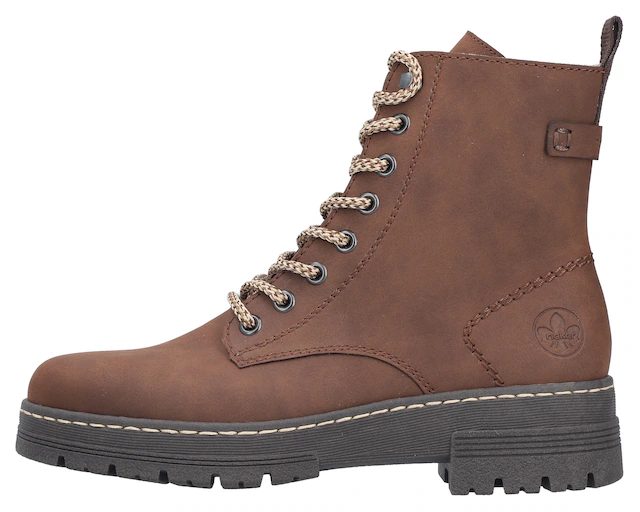 Rieker Schnürstiefelette Schnürboots, Plateauboots, Profilsohle, mit Innenreißverschluss