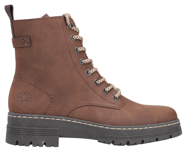 Rieker Schnürstiefelette Schnürboots, Plateauboots, Profilsohle, mit Innenreißverschluss