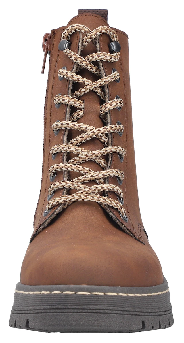 Rieker Schnürstiefelette Schnürboots, Plateauboots, Profilsohle, mit Innenreißverschluss
