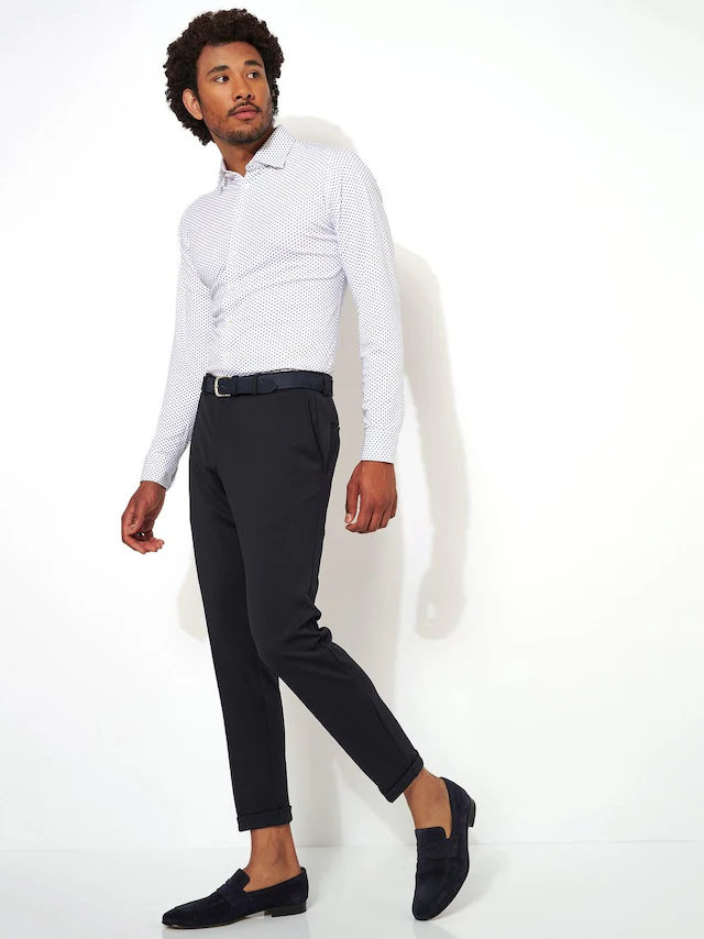 DESOTO Langarmhemd »Jerseyhemd Casual Kent langarm« Flexibler Stretch, mit Minimal Print, Kentkragen