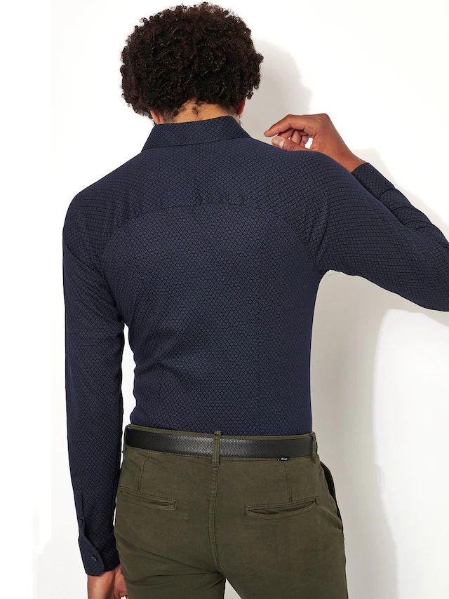 DESOTO Langarmhemd »Jerseyhemd Casual Kent langarm« Flexibler Stretch, mit Minimal Print, Kentkragen