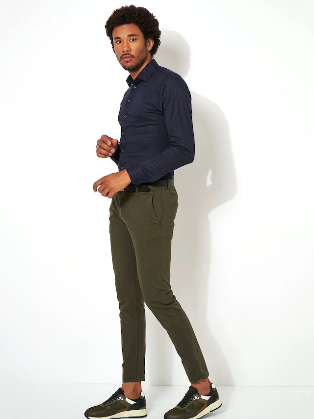 DESOTO Langarmhemd »Jerseyhemd Casual Kent langarm« Flexibler Stretch, mit Minimal Print, Kentkragen