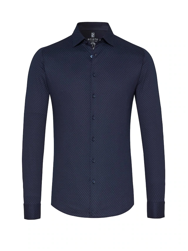 DESOTO Langarmhemd »Jerseyhemd Casual Kent langarm« Flexibler Stretch, mit Minimal Print, Kentkragen